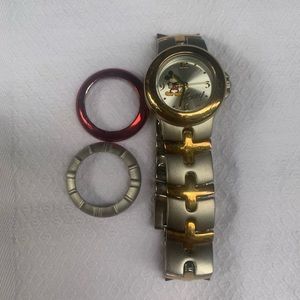 Silver and gold Mickey Mouse hand watch